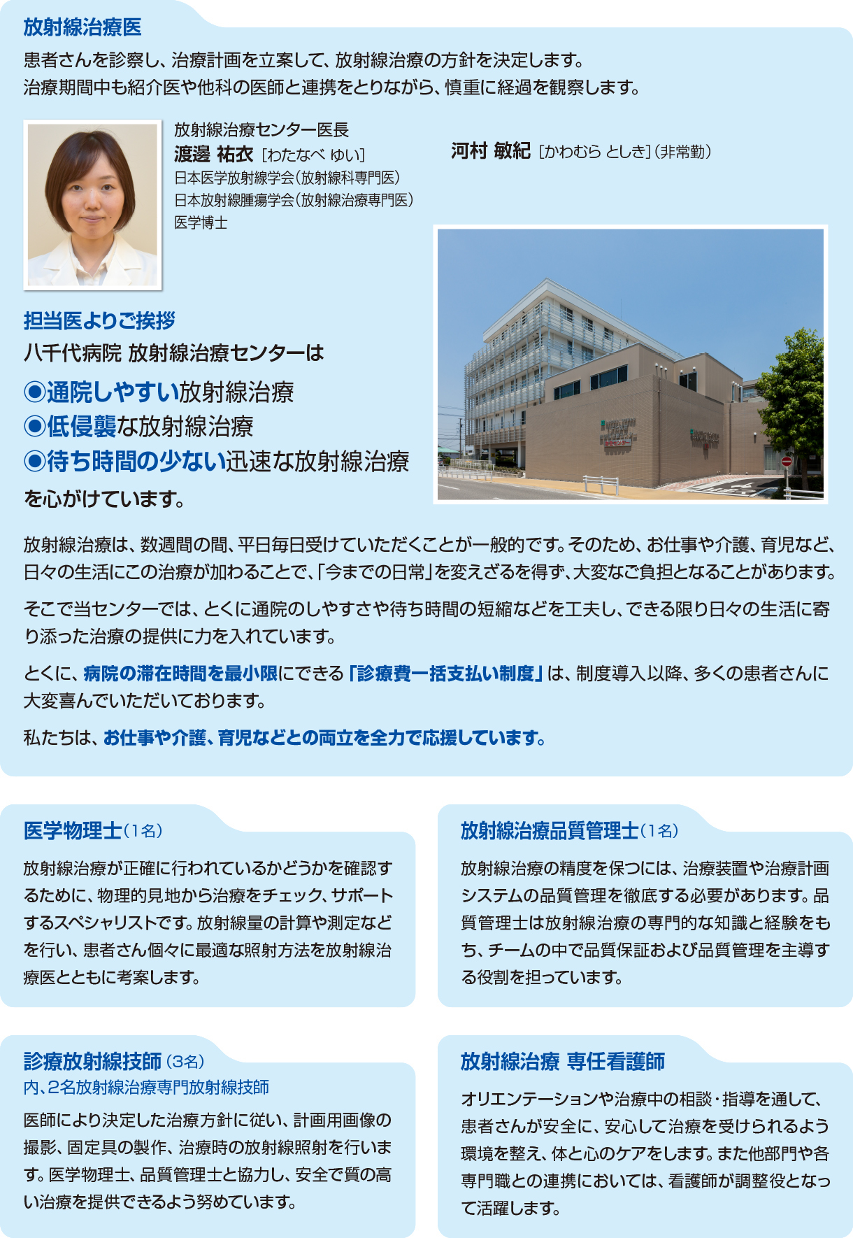 放射線治療センターセンター医長 渡邊祐衣［わたなべ ゆい］